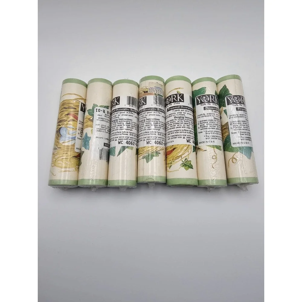 Vintage YORK Brand Prepasted Decorative Wall Border Bird Nest‎ Ivy Butterfly Lot